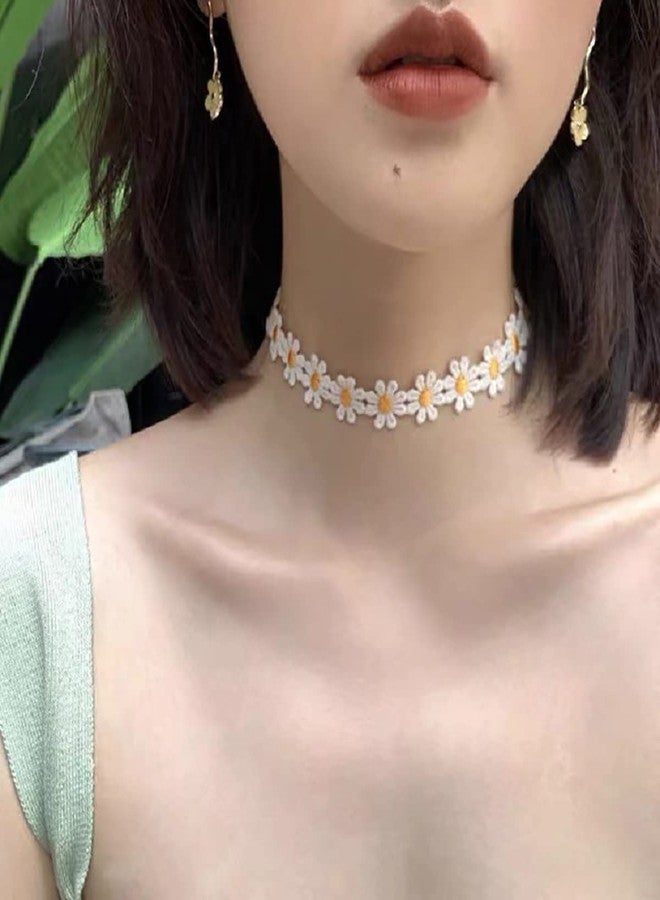 Palotay 8PCS Colorful Velvet Choker Necklace Set for Women Daisy Gothic Lace Collar Classic Flower Choker Gifts-flower - Image 3